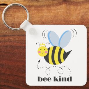 Gute Bienenprinzessin mit Krone und Slogan Bee Kin Schlüsselanhänger