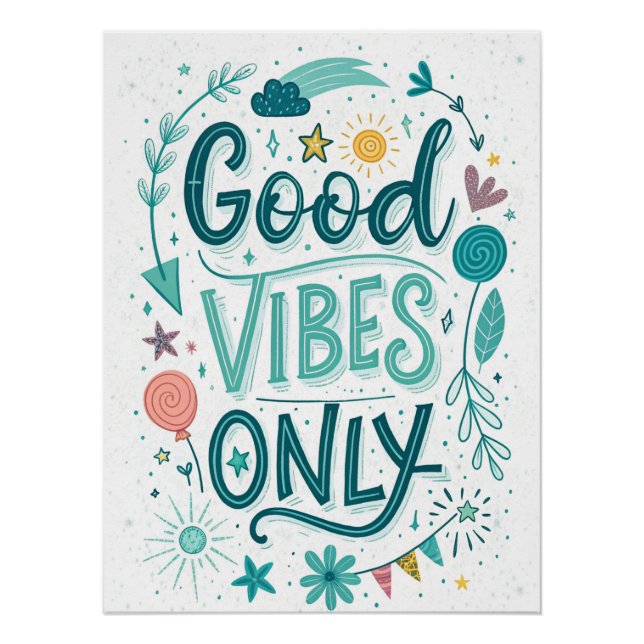 Gute Bilder nur - farbenfrohe handgeschriebene Ins Poster (Vorderseite)