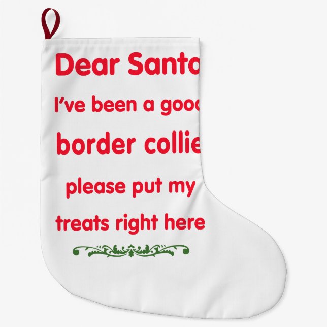 gute Border-Collie Großer Weihnachtsstrumpf (Vorderseite)