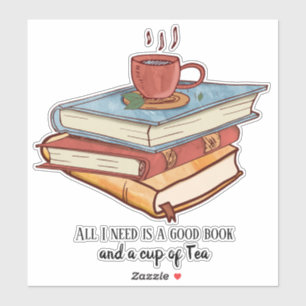 Gute Buch Tasse Tee lesen Tasse niedlich Aufkleber
