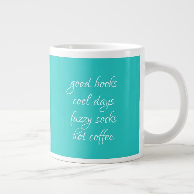 Gute Bücher, Coole Tage, zarte Socken, Kaffee-Tass Jumbo-Tasse (Rechts)