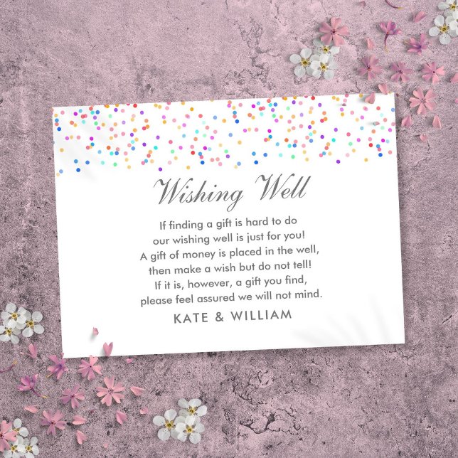 Gute bunte Rainbow Confetti Wedding Begleitkarte (Wishing Well Colorful Rainbow Confetti Wedding Enclosure Card)