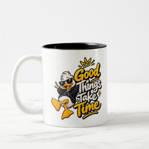 Gute Dinge Brauchen Zeit Lustiges Cooles Enten-T-S Zweifarbige Tasse