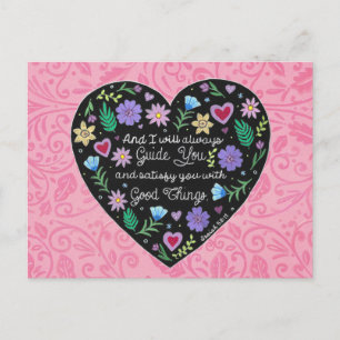 Gute Dinge Florales Herz Personalisiert Feiertagspostkarte