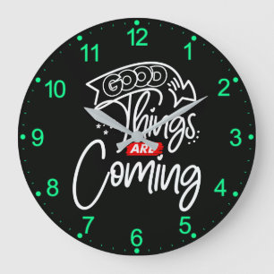 Gute Dinge kommen Große Wanduhr