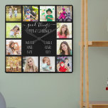 Gute Dinge passieren in Oma's 12 Foto Black<br><div class="desc">Foto Uhr für Großeltern mit 12 Ihrer Lieblingsfotos. Erstellen Sie Ihre eigene Grid-Stil Foto-Collage und fügen Sie die Enkel-Namen (2 bis 8 Namen sieht am besten aus). Das Zitat lautet: "Gute Dinge passieren bei Oma". Das Design ist in handgeschriebener und skurriler Typografie auf einem schlichten schwarzen Hintergrund geschrieben. Die Fotovorlage...</div>