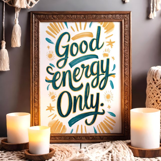Gute Energie nur Aquamarin und Gold positive Kunst Poster (Von Creator hochgeladen)