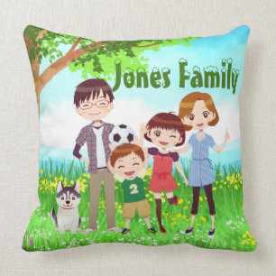 Gute Familie mit Hund Kissen