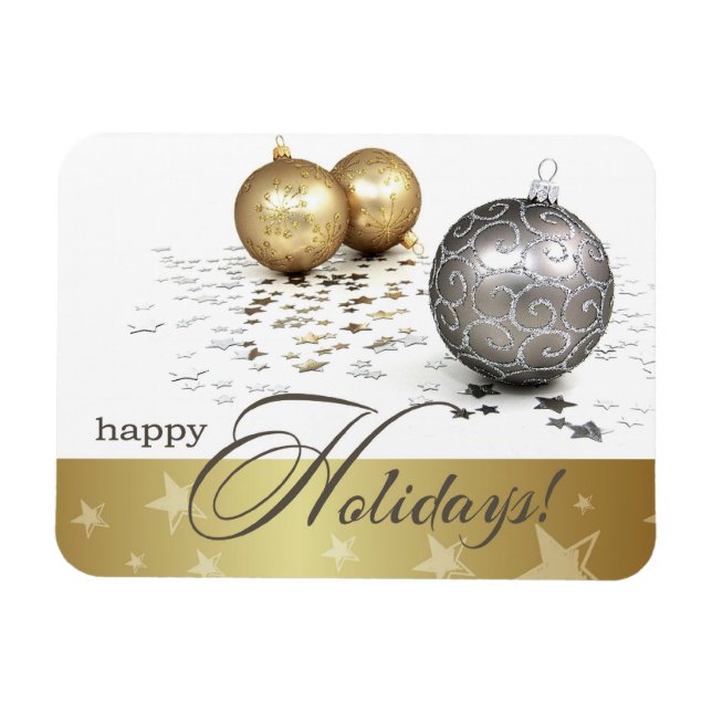 Gute Ferien. Gold Silver Balls Weihnachtsgeschenk Magnet (Horizontal)