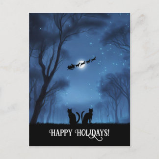 Gute Ferien mit zwei Katzen und Santa Feiertagspostkarte