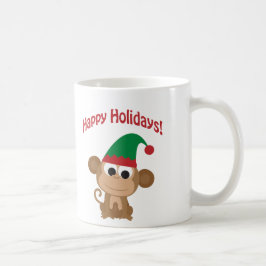 Gute Ferien! Monkey Christmas Elf Kaffeetasse