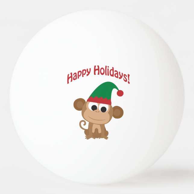 Gute Ferien! Monkey Christmas Elf Tischtennisball (Vorderseite)