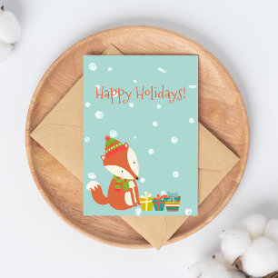 Gute Ferien! Niedlich Fox   Weihnachtspostkarte Postkarte