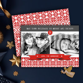 Gute Ferien. Nordic Snowflake Pattern Foto Feiertagskarte