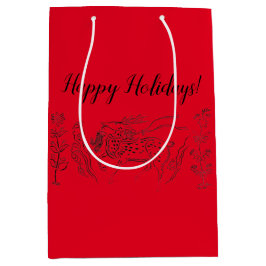 Gute Ferien! Reindeer on Red Mittlere Geschenktüte