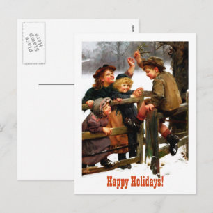 Gute Ferien. Vintage Kunst Feiertagspostkarte