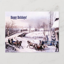 Gute Ferien. Vintage Winterlandschaft Feiertagspostkarte