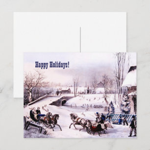 Gute Ferien. Vintage Winterlandschaft Feiertagspostkarte