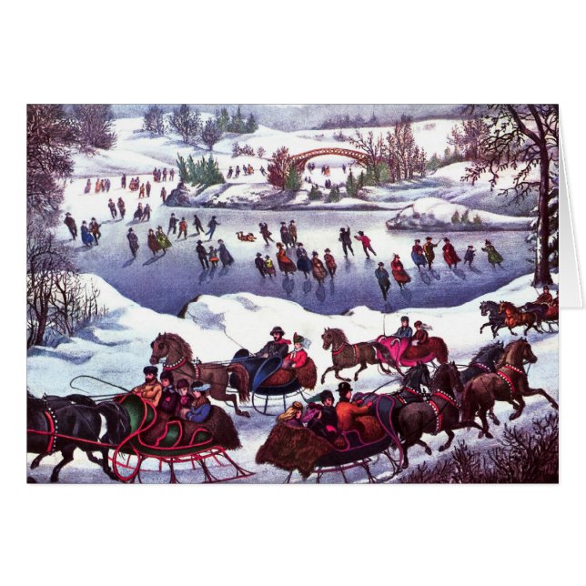 Gute Ferien. Vintage Winterskarte (Vorderseite (Horizontal))