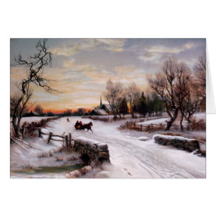 Gute Ferien. Vintage Winterskarte