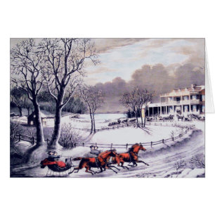 Gute Ferien. Vintage Winterskarte
