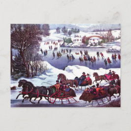 Gute Ferien. Vintage Winterskarte Feiertagspostkarte