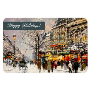 Gute Ferien. Winter Pariser Szene Magnet