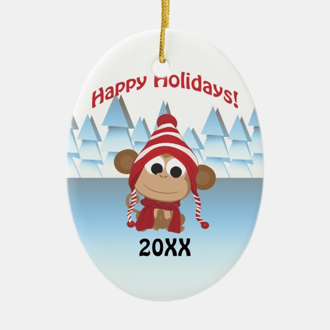 Gute Ferien! Wintermonate Keramikornament (Vorne)