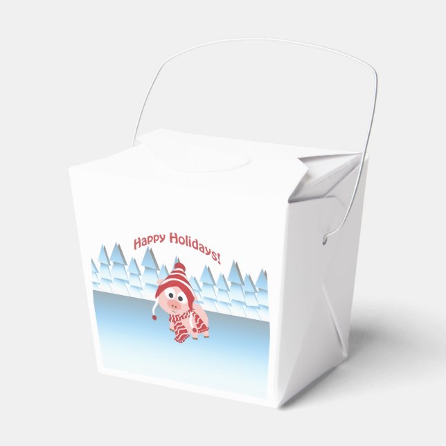 Gute Ferien! Winterschwein Geschenkschachtel (Vorderseite)