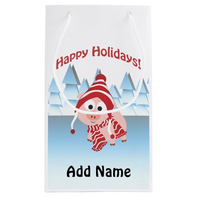 Gute Ferien! Winterschwein Kleine Geschenktüte (Rückseite)