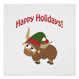 Gute Ferien! Yak Christmas Elf Poster