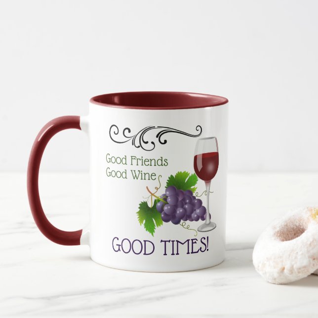 Gute Freunde, guter Wein Tasse (Mit Donut)