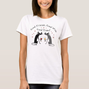 Gute Freunde gutes Times Weinangebot mit Katzen T-Shirt