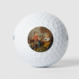 Gute Freunde (junge Jungen, die mit Hasen spielen Golfball