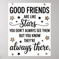 Gute Freunde sind wie Sterne Inspiration Zitat