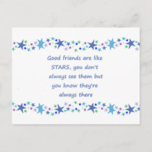 Gute Freunde sind wie Sterne Inspirierender Spruch Postkarte