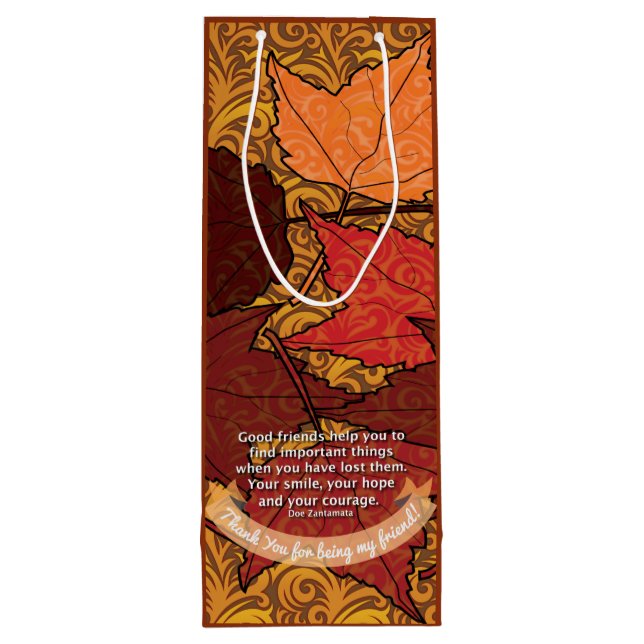 Gute Freunde zitieren Geschenktüte Für Weinflaschen (Rückseite)