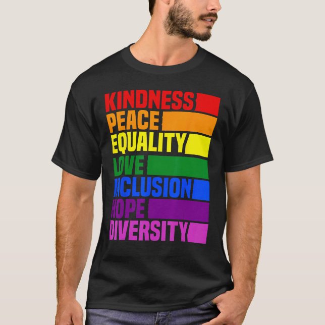 Güte Frieden Gleichheit Regenbogen Retro Für Schwu T-Shirt (Vorderseite)
