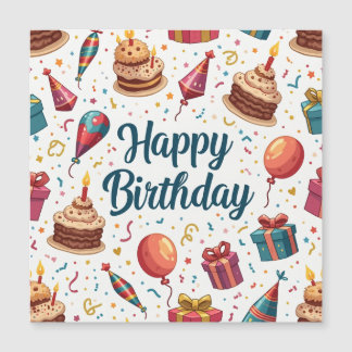 Gute Geburtstagskarte mit Balloons und Cak Magnetkarte