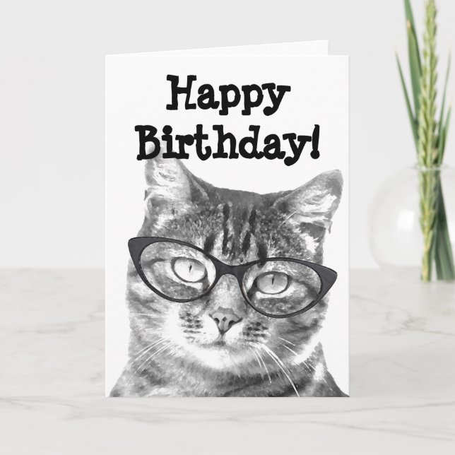 Gute Geburtstagskarte mit lustigem Katzendesign Karte (Vorderseite)