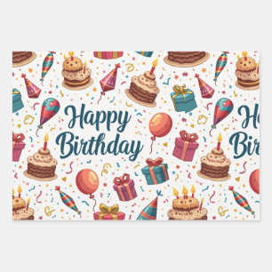 Gute Geburtstagskopfblätter mit Balloons Geschenkpapier Set