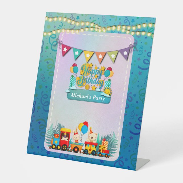 Gute Geburtstagskurse mit Niedlichen Tieren Sockelschild (Vorderseite)