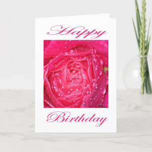 Gute Geburtstagsrosa Rose mit Regenfällen Karte