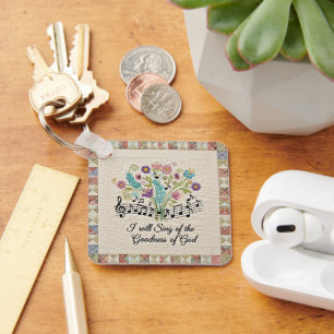 Güte Gottes gesteppter floraler Musik Schlüsselanhänger