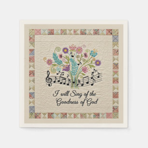 Güte Gottes gesteppter floraler Musik Serviette