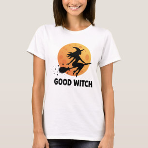 Gute Hexe fliegend Mond Silhouette Modernes Hallow T-Shirt