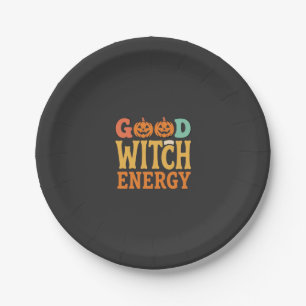 Gute Hexen Energie Halloween Kürbis Design_1 Pappteller