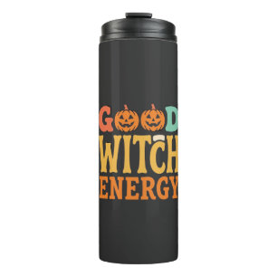 Gute Hexen Energie Halloween Kürbis Design_1 Thermosbecher
