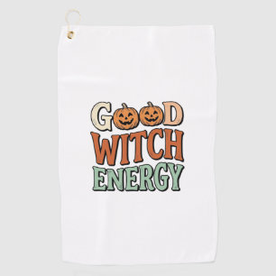 Gute Hexen Energie Vintage Halloween Vektor Design Golfhandtuch