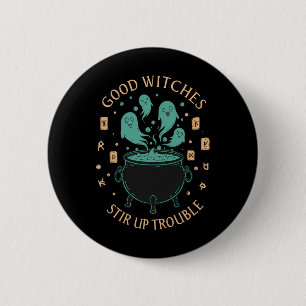 Gute Hexen rühren Trouble Halloween Cauldron Gh Button